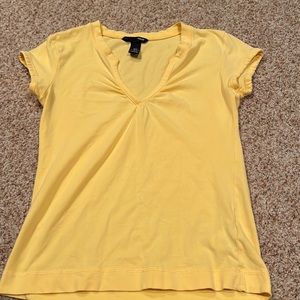 summer shorts sleeve V-neck with gathers fun yellow